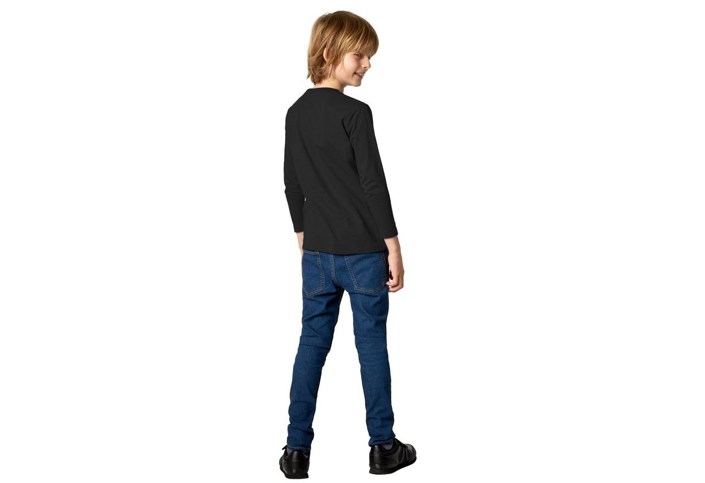 dressforfun Longsleeve Langarmtop, Für viele Outfits & Auftritte, Rundhals mit (Freizeitoberteil, Konfektionsgröße 128 (8-10 Jahre) in schwarz) Einfarbiges Lang – Bild 2 von 5
