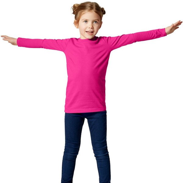 dressforfun Longsleeve Langarmtop, Für viele Outfits & Auftritte, Rundhals mit (Freizeitoberteil, Konfektionsgröße 128 (8-10 Jahre) in pink) Einfarbiges Langarm