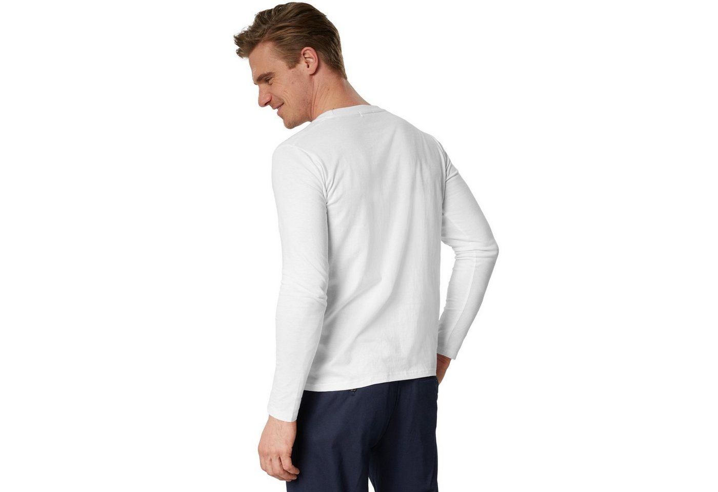 dressforfun Longsleeve Langarmtop, Für viele Outfits & Auftritte, Rundhals mit (Freizeitoberteil, Konfektionsgröße M in weiß) Einfarbiges Langarm-Shirt für Männ – Bild 4 von 5