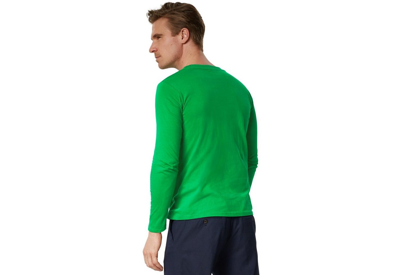 dressforfun Longsleeve Langarmtop, Für viele Outfits & Auftritte, Rundhals mit (Freizeitoberteil, Konfektionsgröße L in grün) Einfarbiges Langarm-Shirt für Männ – Bild 4 von 5