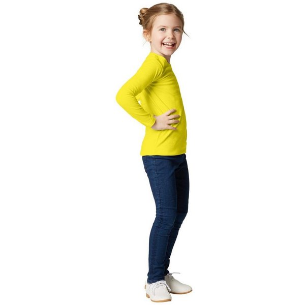 dressforfun Longsleeve Langarmtop, Für viele Outfits & Auftritte, Rundhals mit (Freizeitoberteil, Konfektionsgröße 140 (10-12 Jahre) in gelb) Einfarbiges Langar