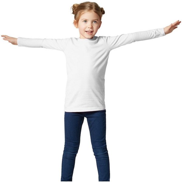 dressforfun Longsleeve Langarmtop, Für viele Outfits & Auftritte, Rundhals mit (Freizeitoberteil, Konfektionsgröße 116 (5-7 Jahre) in weiß) Einfarbiges Langarm-