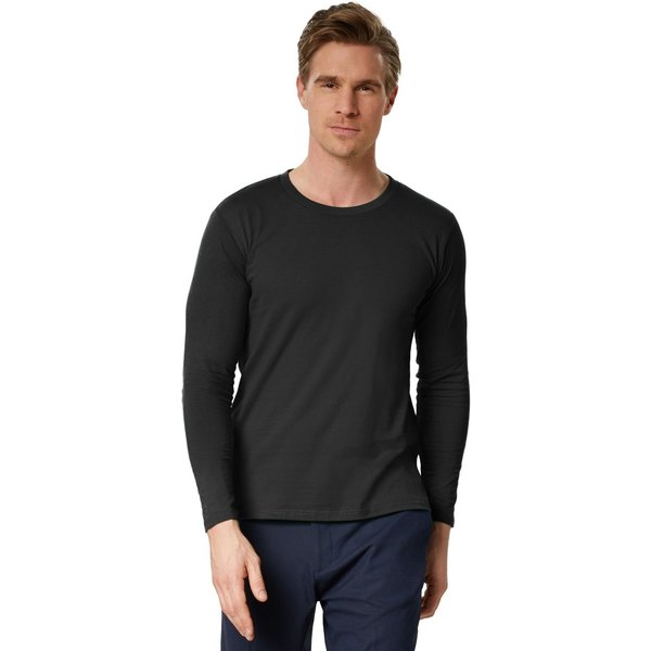 dressforfun Longsleeve Langarmtop, Für viele Outfits & Auftritte, Rundhals mit (Freizeitoberteil, Konfektionsgröße L in schwarz) Einfarbiges Langarm-Shirt für M