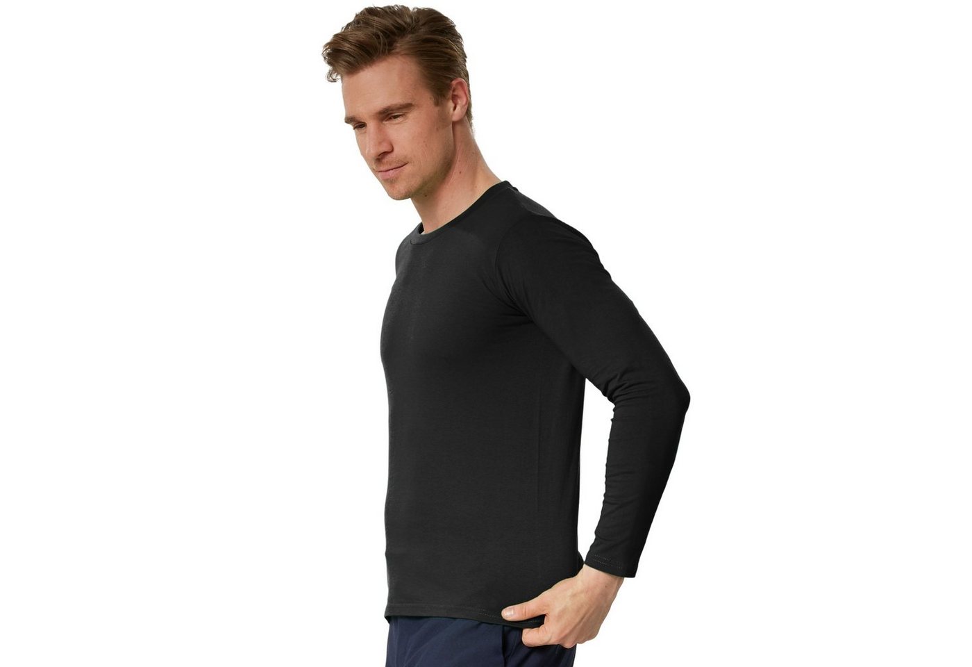 dressforfun Longsleeve Langarmtop, Für viele Outfits & Auftritte, Rundhals mit (Freizeitoberteil, Konfektionsgröße L in schwarz) Einfarbiges Langarm-Shirt für M – Bild 3 von 5
