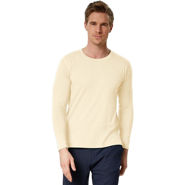 dressforfun Longsleeve Langarmtop, Für viele Outfits & Auftritte, Rundhals mit (Freizeitoberteil, Konfektionsgröße S in beige) Einfarbiges Langarm-Shirt für Män