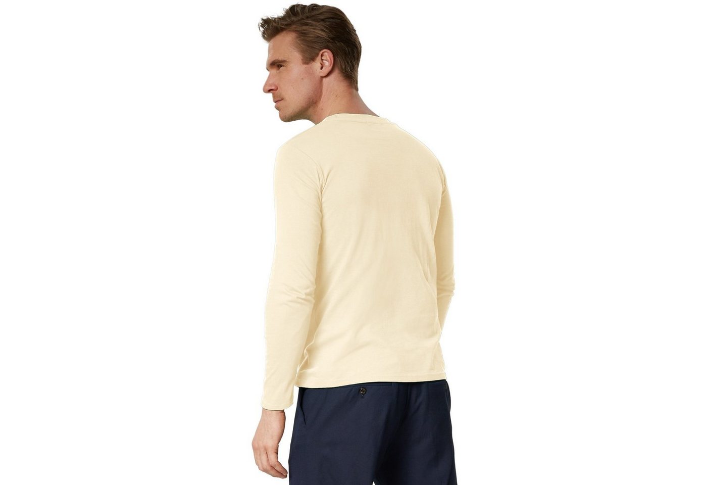 dressforfun Longsleeve Langarmtop, Für viele Outfits & Auftritte, Rundhals mit (Freizeitoberteil, Konfektionsgröße S in beige) Einfarbiges Langarm-Shirt für Män – Bild 4 von 5