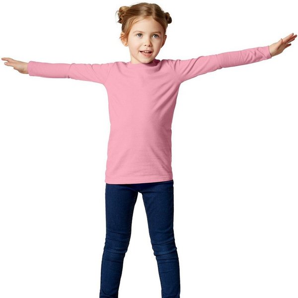 dressforfun Longsleeve Langarmtop, Für viele Outfits & Auftritte, Rundhals mit (Freizeitoberteil, Konfektionsgröße 116 (5-7 Jahre) in rosa) Einfarbiges Langarm-