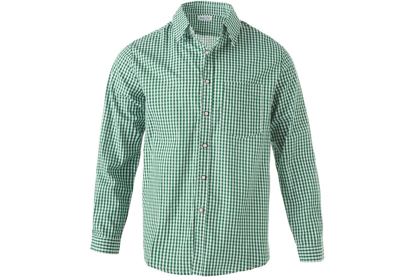dressforfun Longsleeve Trachtenhemd, Für viele Outfits & Anlässe, Langarmhemd mit (Wiesnhemd, Konfektionsgröße XL in grün/weiß) Zweifarbiges Karomuster in klein – Bild 2 von 5