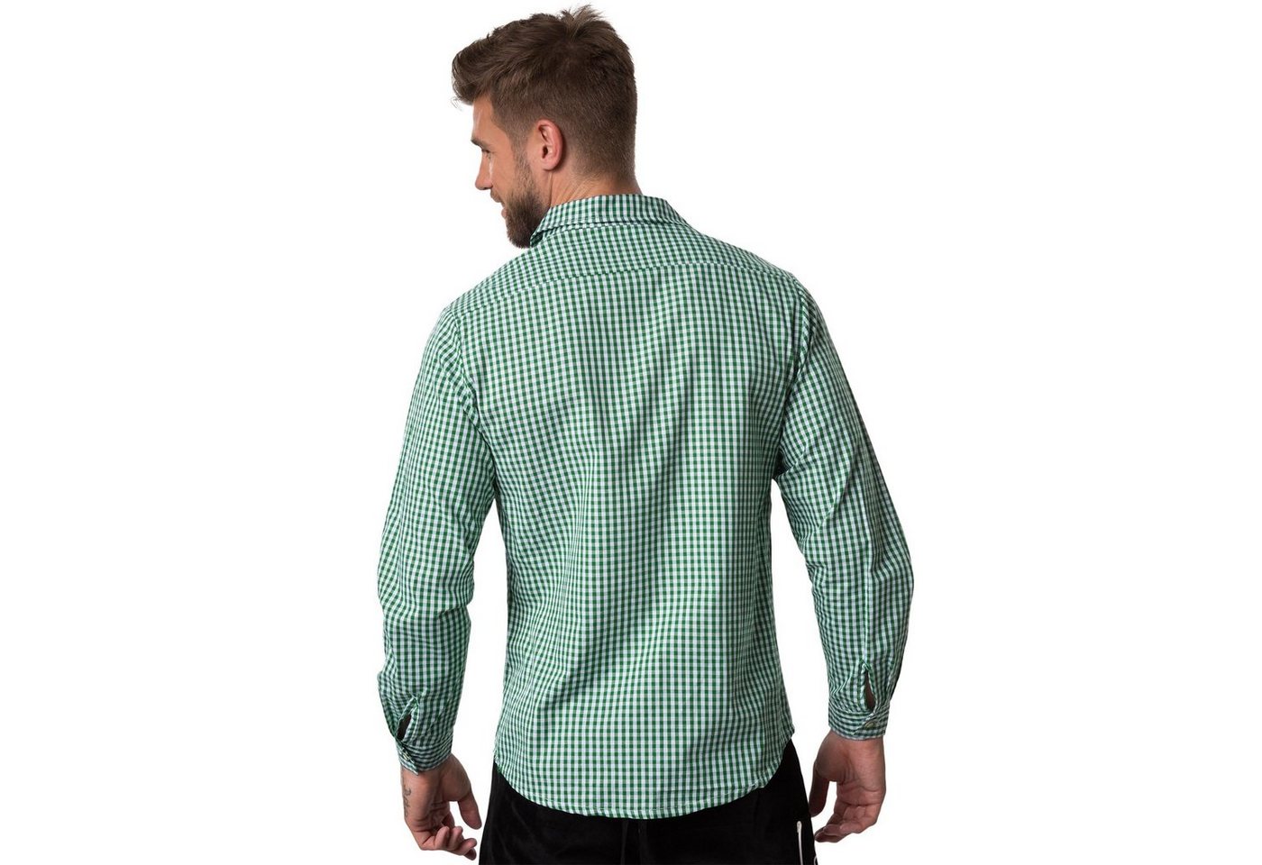 dressforfun Longsleeve Trachtenhemd, Für viele Outfits & Anlässe, Langarmhemd mit (Wiesnhemd, Konfektionsgröße XL in grün/weiß) Zweifarbiges Karomuster in klein – Bild 4 von 5