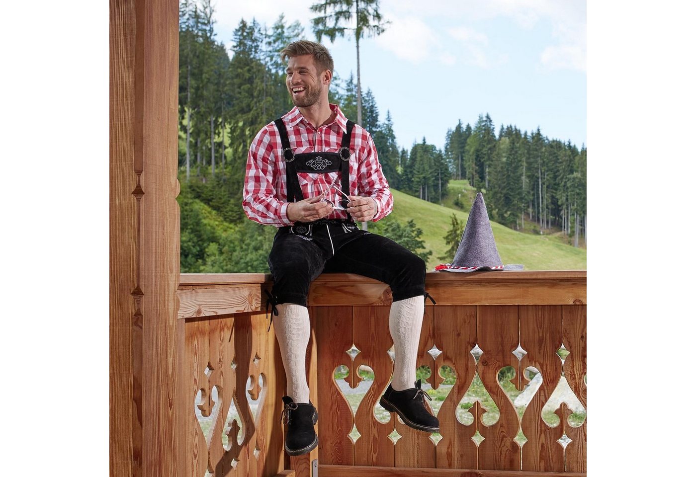 dressforfun Longsleeve Trachtenhemd, Für viele Outfits & Anlässe, Langarmhemd mit (Wiesnhemd, Konfektionsgröße S in rot/weiß) Zwei Brusttaschen zum Verschließen – Bild 3 von 5