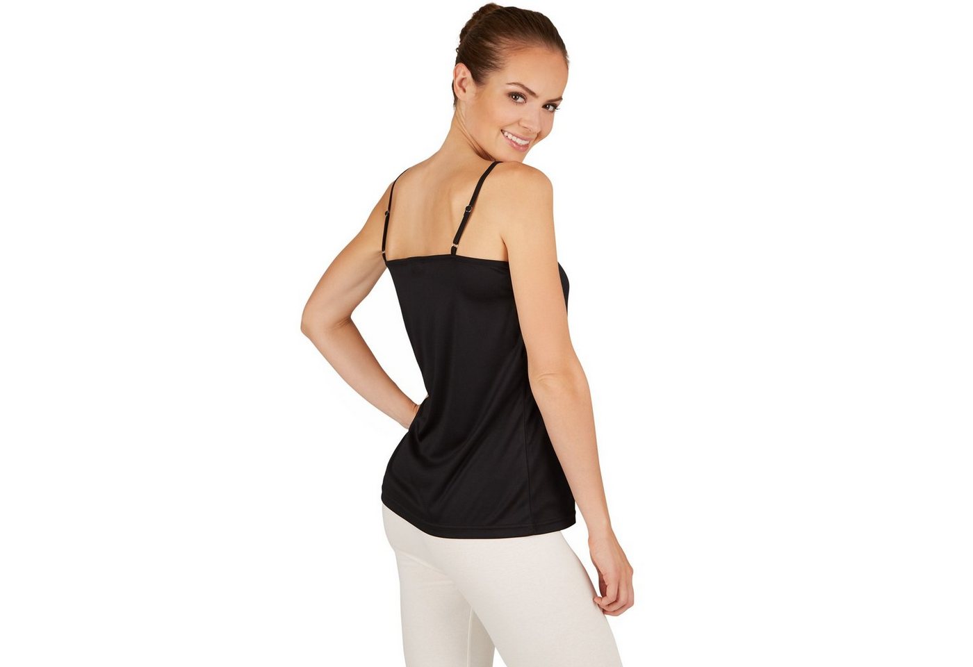 dressforfun Spaghettitop Trägertop, Vielseitig kombinierbar, Als Top oder Unterhemd geeignet (Sommertop, Konfektionsgröße XL in schwarz) Material, Hoher Trageko – Bild 2 von 3