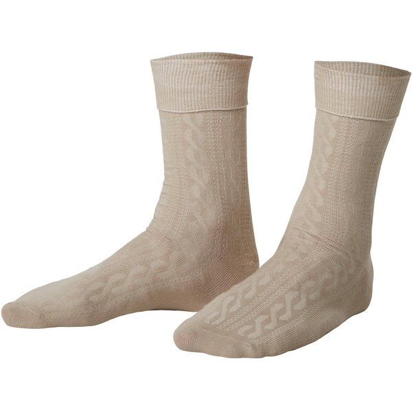 dressforfun Trachtensocken Kurze, einfarbige Oktoberfeststrümpfe mit klassischem Strickmuster (Bayerische Strümpfe, in beige) Leichtes Tragegefühl, glatte Ferse