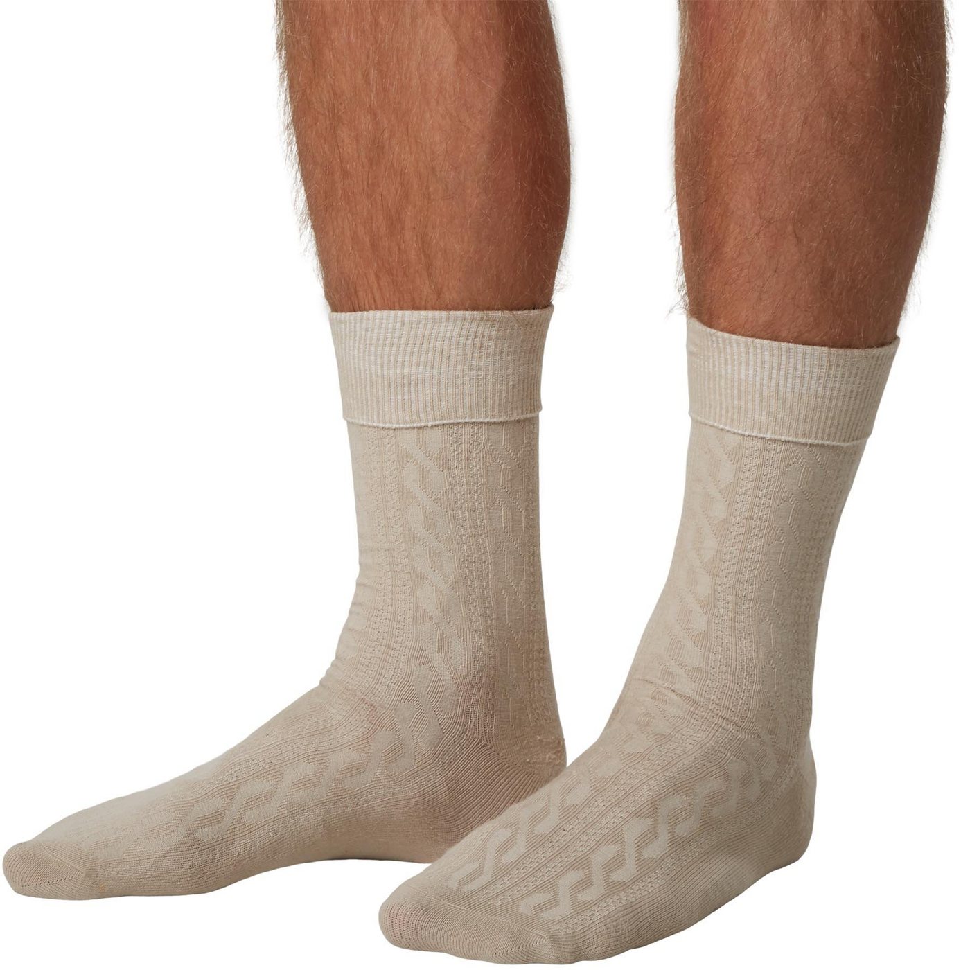dressforfun Trachtensocken Kurze, einfarbige Oktoberfeststrümpfe mit klassischem Strickmuster (Bayerische Strümpfe, in beige) Leichtes Tragegefühl, glatte Ferse – Bild 2 von 4