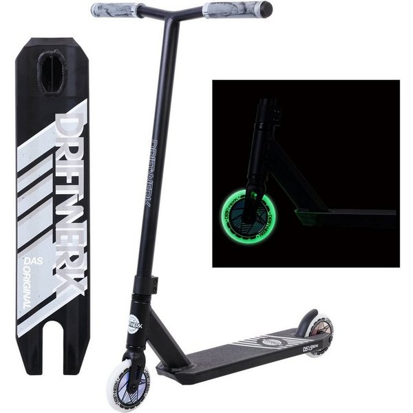 Driftwerk Stuntscooter Freestyle Kinderroller Tretroller DS1.5 Glow in The Dark, Räder leuchten im Dunkeln