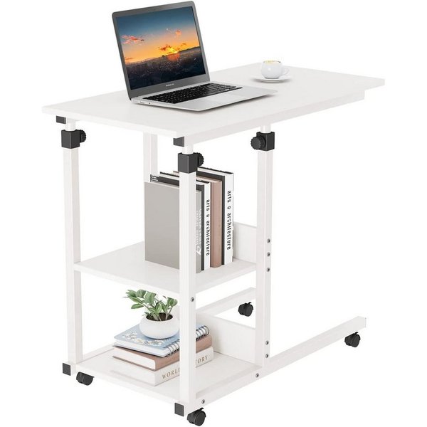 Dripex Beistelltisch Schreibtisch mit Rollen Computertisch Höhenverstellbar Laptoptisch
