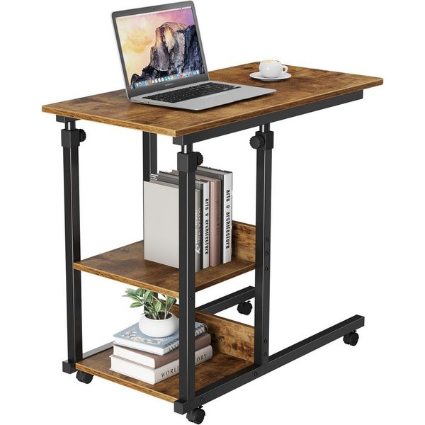 Dripex Beistelltisch Schreibtisch mit Rollen Computertisch Höhenverstellbar Laptoptisch