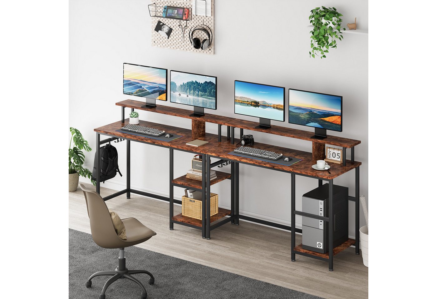 Dripex Computertisch Schreibtisch Computertisch mit Monitorständer und Abnehmbarem Regal – Bild 3 von 5
