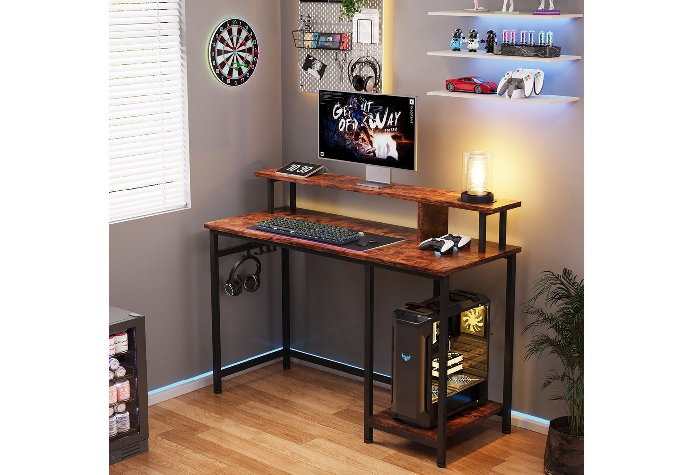 Dripex Computertisch Schreibtisch Computertisch mit Monitorständer und Abnehmbarem Regal – Bild 5 von 5