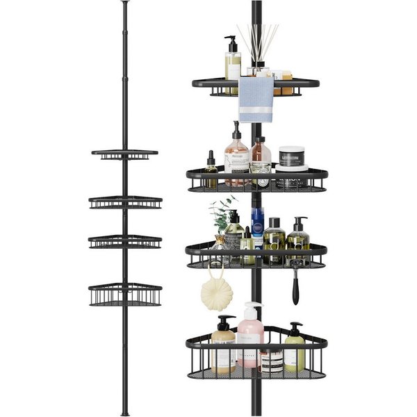 Dripex Duschregal Teleskop Duschregal ohne Bohren Teleskopregal mit 4 Duschkorb