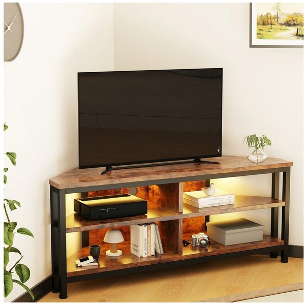 Dripex Lowboard TV Eckschrank Eckkommode Schrank mit LED Beleuchtung, Breite 106cm
