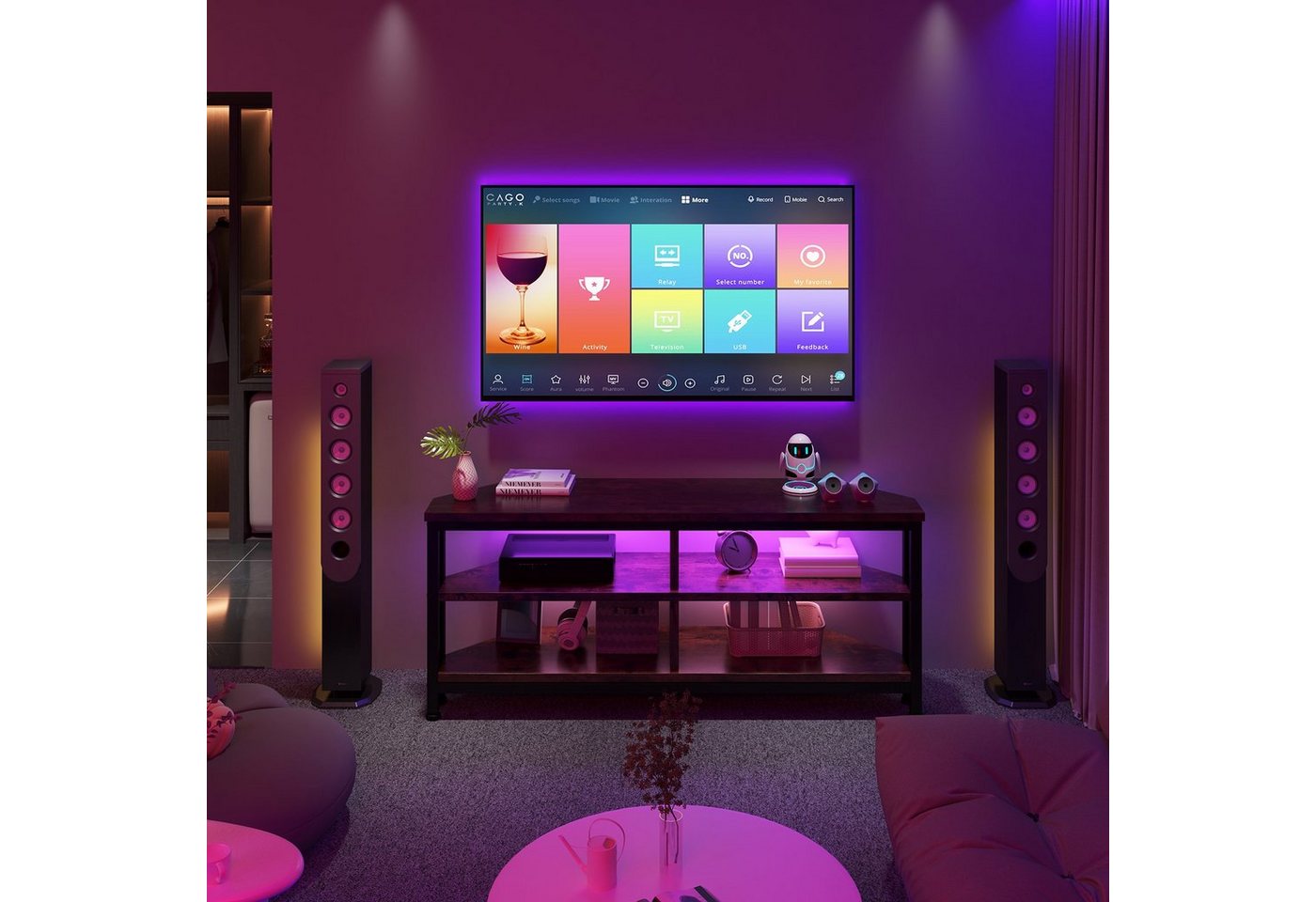 Dripex Lowboard TV Eckschrank Eckkommode Schrank mit LED Beleuchtung, Breite 106cm – Bild 5 von 5
