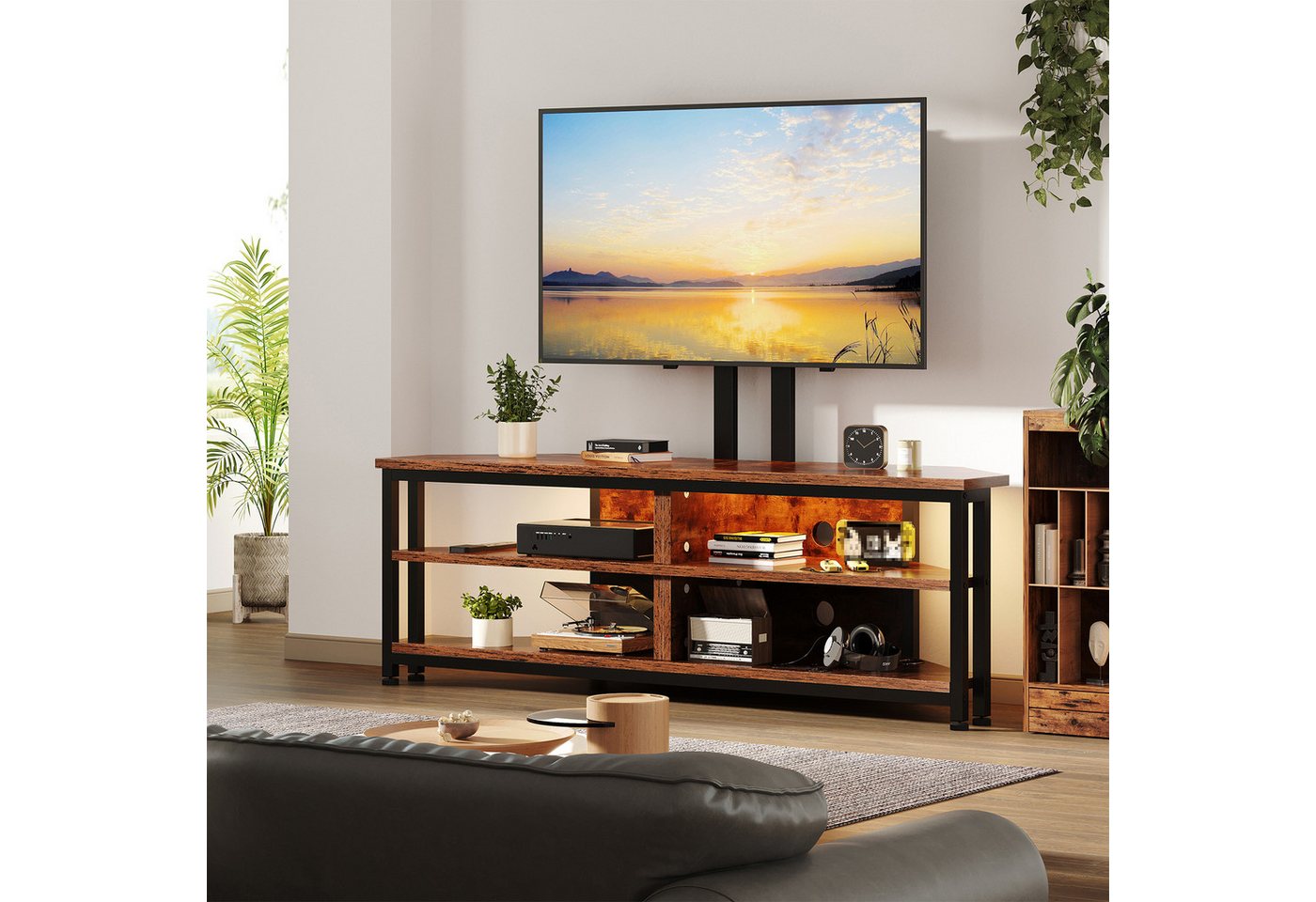 Dripex Lowboard TV Eckschrank Schrank Eckboard mit Halterung und LED – Bild 4 von 5