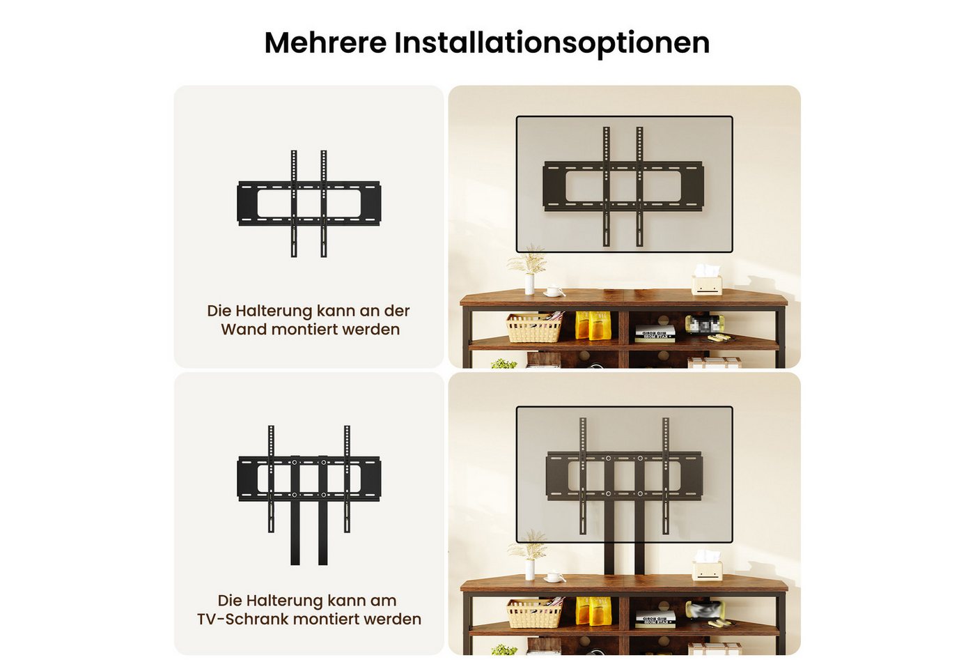 Dripex Lowboard TV Eckschrank Schrank Eckboard mit Halterung und LED – Bild 5 von 5