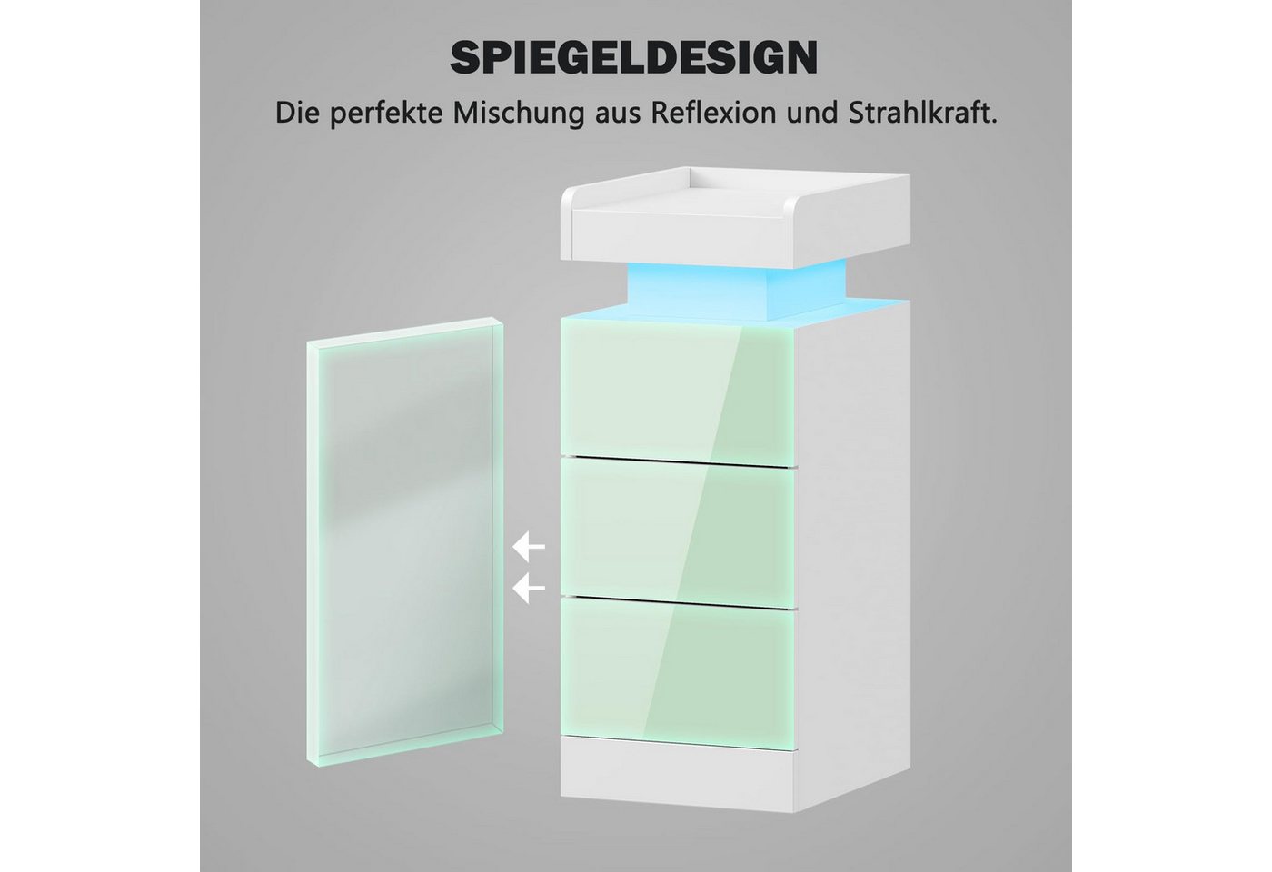 Dripex Nachttisch Nachttisch schmal 3 Schubladen, RGB LED, Beistelltisch Schwarz (2-St), Aus hochwertigen Spanplatten und MDF-Platten gefertigt – Bild 5 von 5