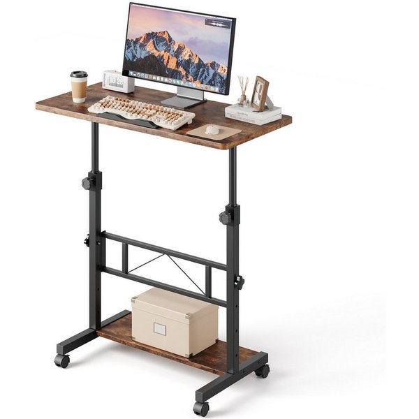 Dripex Schreibtisch höhenverstellbar 80x40cm, mit Rollen und neigbar Tischplatte
