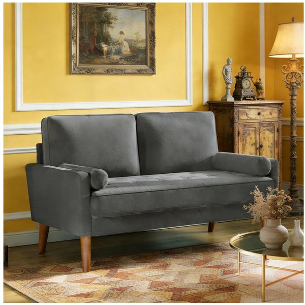 Dripex Sofa 121 cm kleines 2-Sitzer-Sofa aus Samt – bequeme Couch
