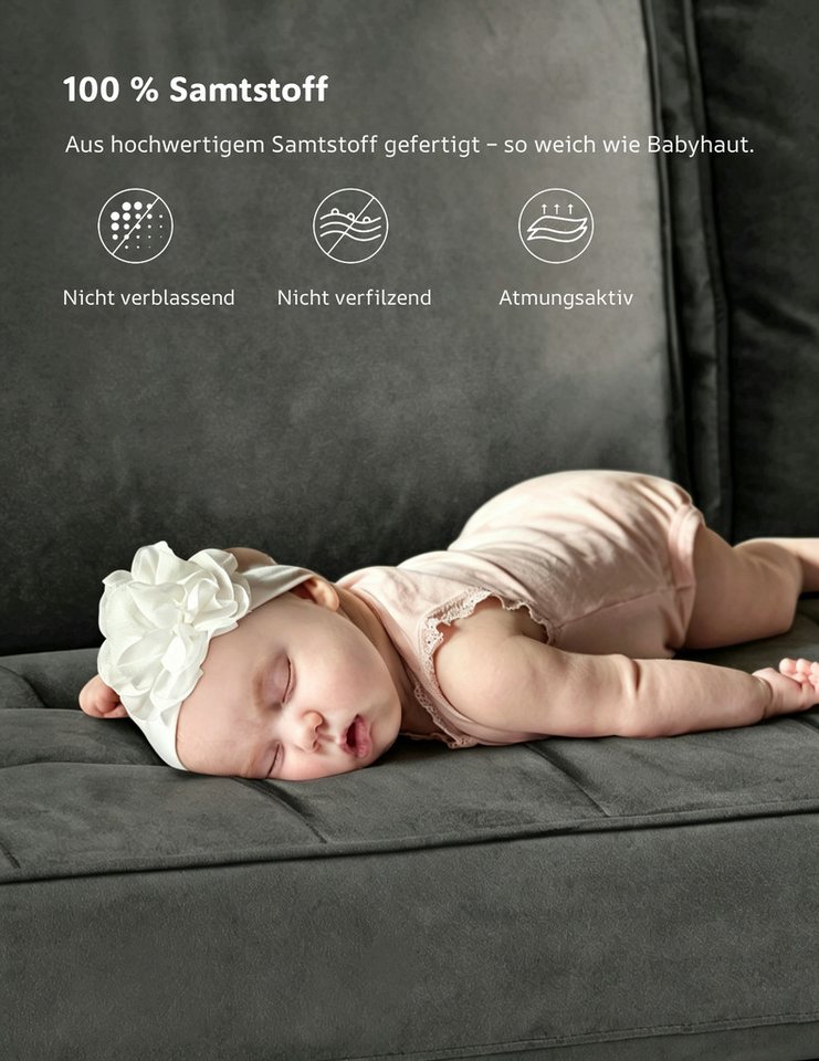 Dripex Sofa 121 cm kleines 2-Sitzer-Sofa aus Samt – bequeme Couch – Bild 4 von 5