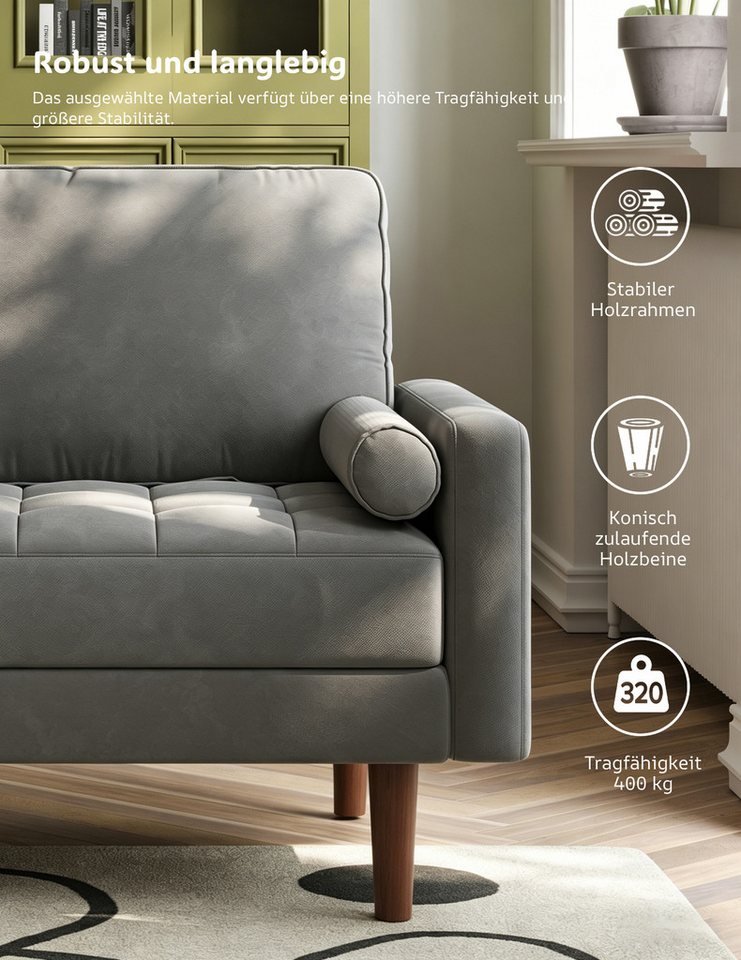 Dripex Sofa 121 cm kleines 2-Sitzer-Sofa aus Samt – bequeme Couch – Bild 5 von 5