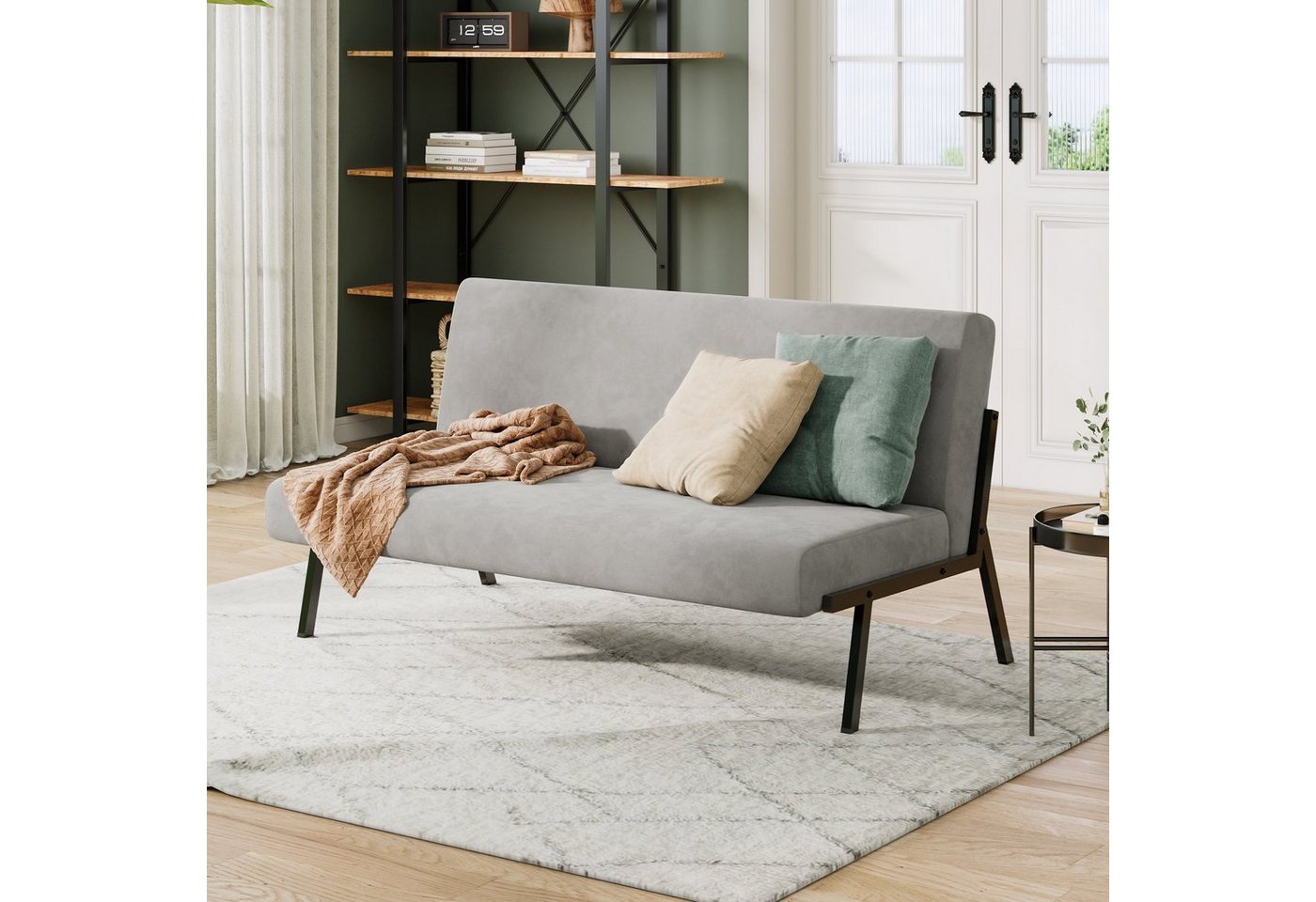 Dripex Sofa Sofa 2 Sitzer Stoffsofa Modern mit Metallrahmen 112 x 75 x 68 cm, Grau – Bild 2 von 5