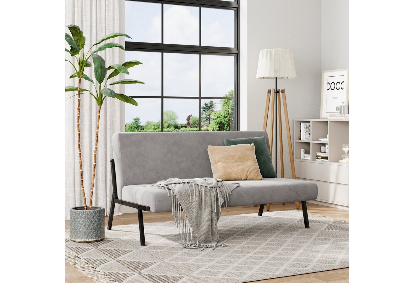Dripex Sofa Sofa 2 Sitzer Stoffsofa Modern mit Metallrahmen 112 x 75 x 68 cm, Grau – Bild 4 von 5