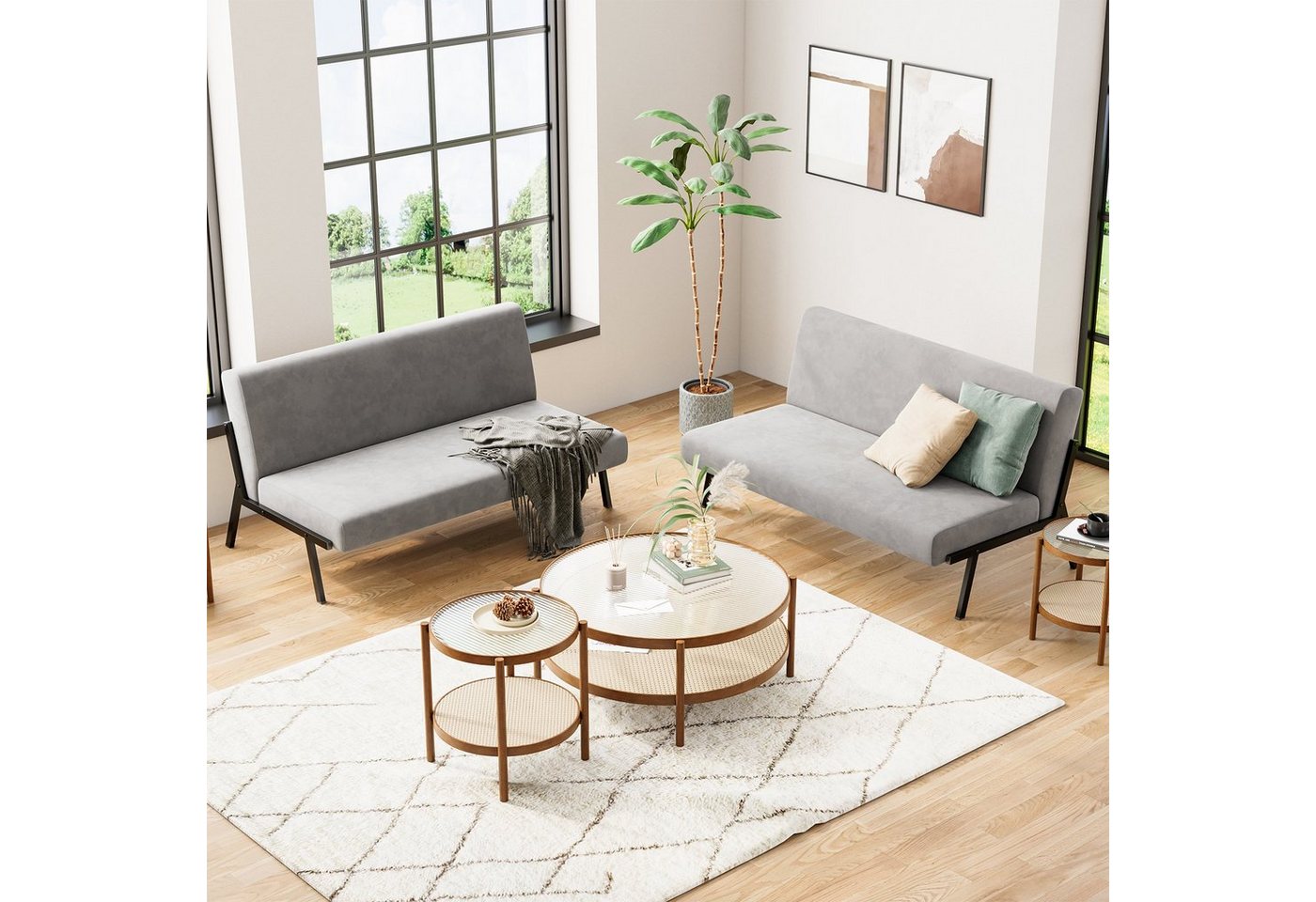 Dripex Sofa Sofa 2 Sitzer Stoffsofa Modern mit Metallrahmen 112 x 75 x 68 cm, Grau – Bild 5 von 5