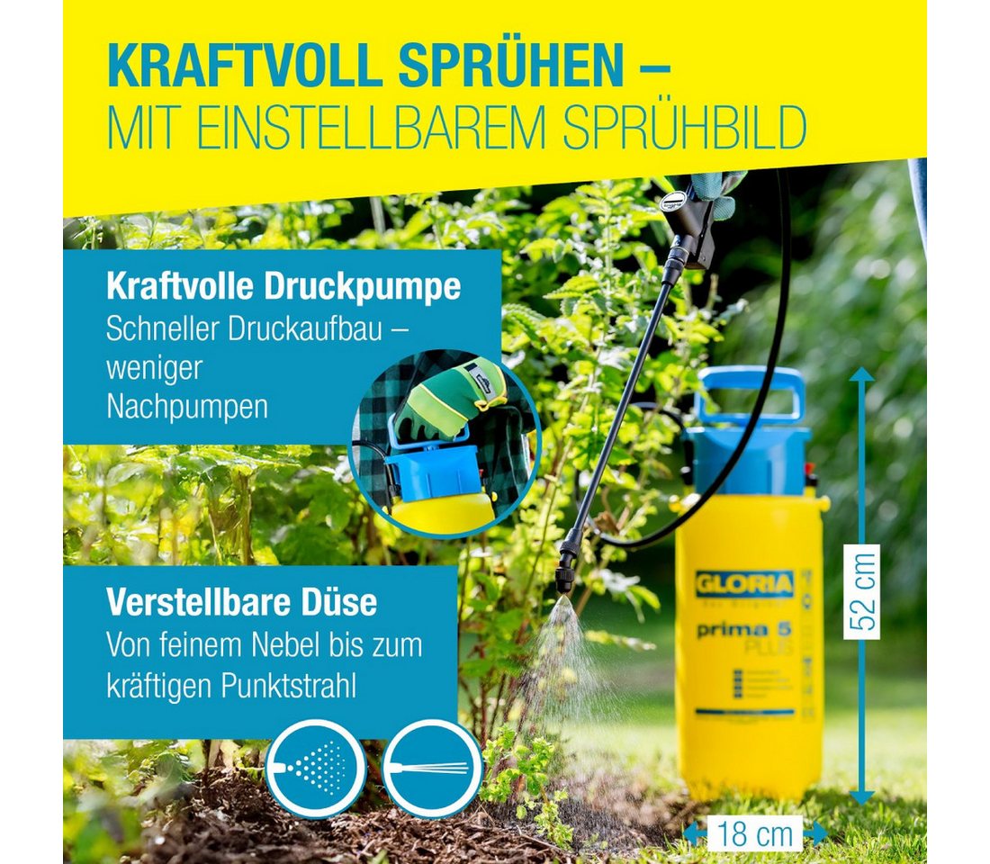 Gloria Drucksprühgerät Gloria Prima 5 PLUS, Drucksprühgerät mit 5 Liter Füllinhalt, (1-tlg), für säurehaltige Pflanzenschutzmittel – Bild 5 von 5