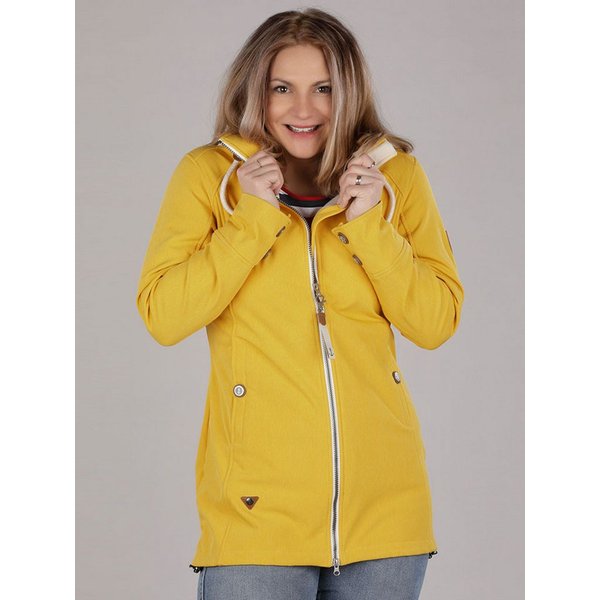 Dry Fashion Softshelljacke Sellin Damen Softshellmantel Fleece-Innenfutter - Outdoor Mantel Jacke Atmungsaktiv, 2-Wege-Reißverschluss, Abnehmbare Kapuze, Kinnsc