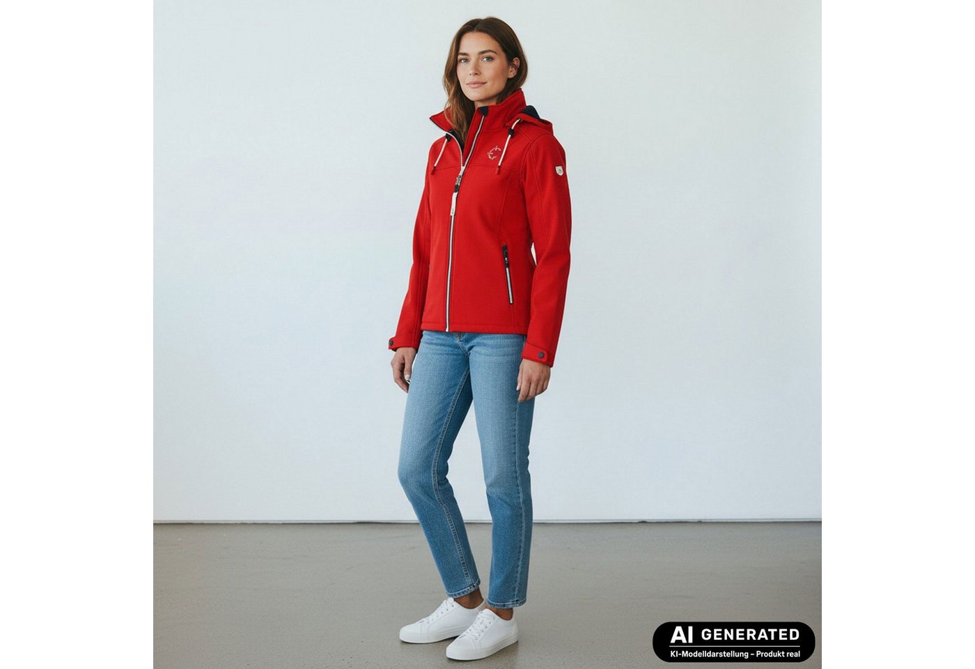 Dry Fashion Softshelljacke Zingst Damen Jacke Softshell Fleece-Futter - Übergangsjacke Outdoor Atmungsaktiv, Verstellbare & abnehmbare Kapuze, 2-Wege-Reißversch – Bild 3 von 5