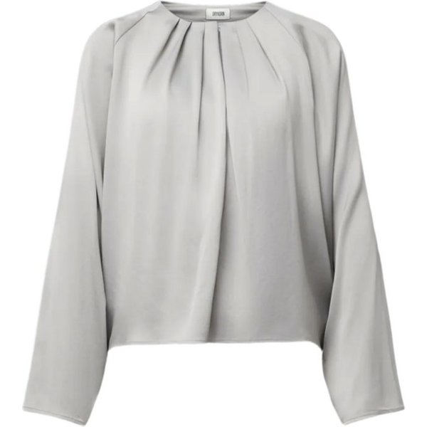 Drykorn Hemdbluse grau,Casual,Acetat,Unifarben,Rundhals,Lang,Regular Fit