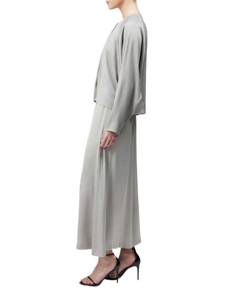 Drykorn Hemdbluse grau,Casual,Acetat,Unifarben,Rundhals,Lang,Regular Fit – Bild 4 von 5