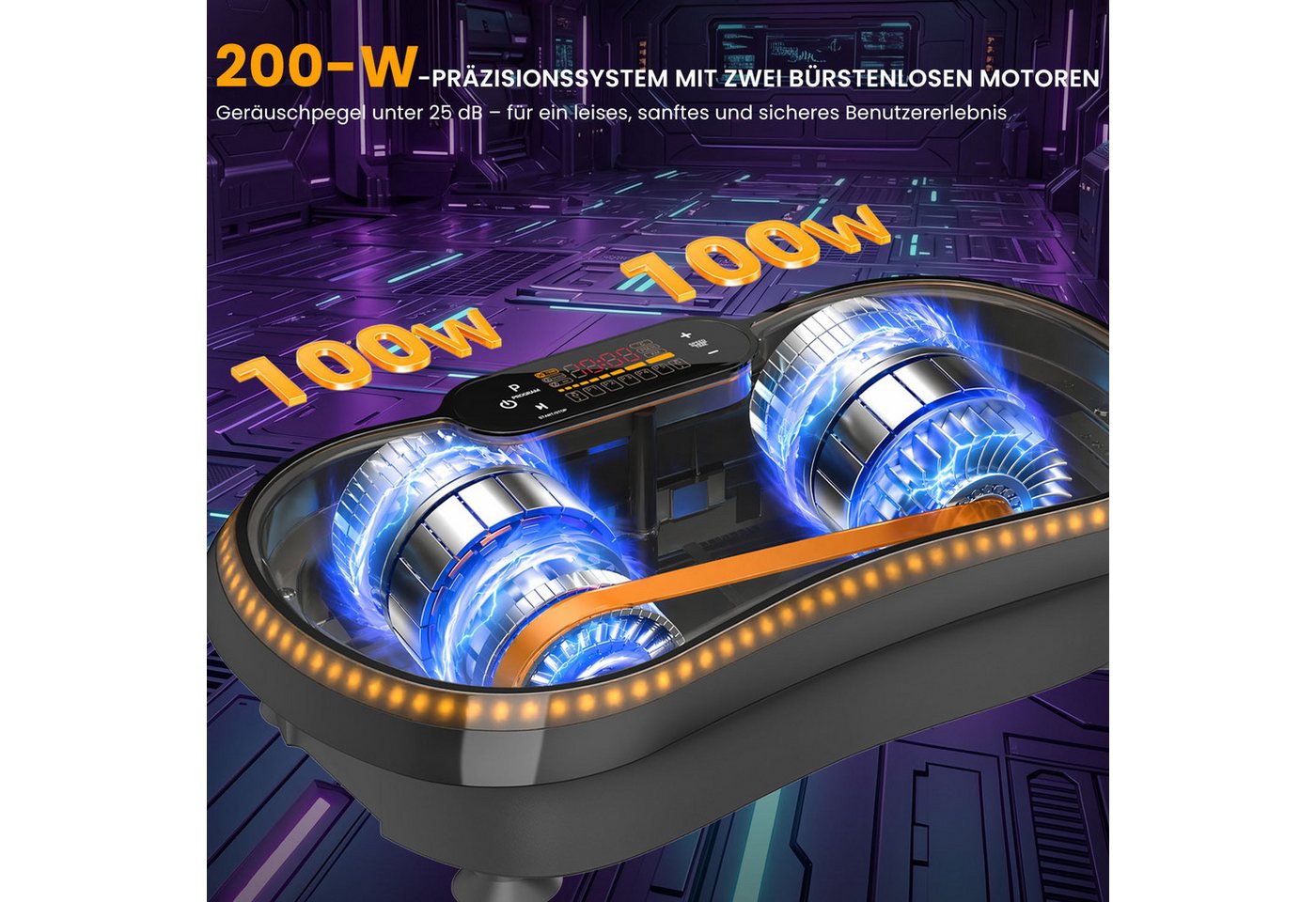 Dskeuzeew Vibrationsplatte Vibrationsplatten mit leiser Motor + Bluetooth, 99 Intensitätsstufen, (Packung, inkl. Trainingsbänder), Ganzkörpertraining, Fett verl – Bild 4 von 5