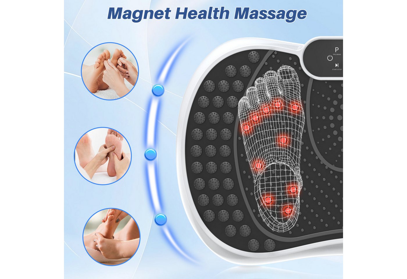 Dskeuzeew Vibrationsplatte Vibrationsplatten mit leiser Motor + Bluetooth, 99 Intensitätsstufen, (Packung, inkl. Trainingsbänder), Ganzkörpertraining, Fett verl – Bild 3 von 5