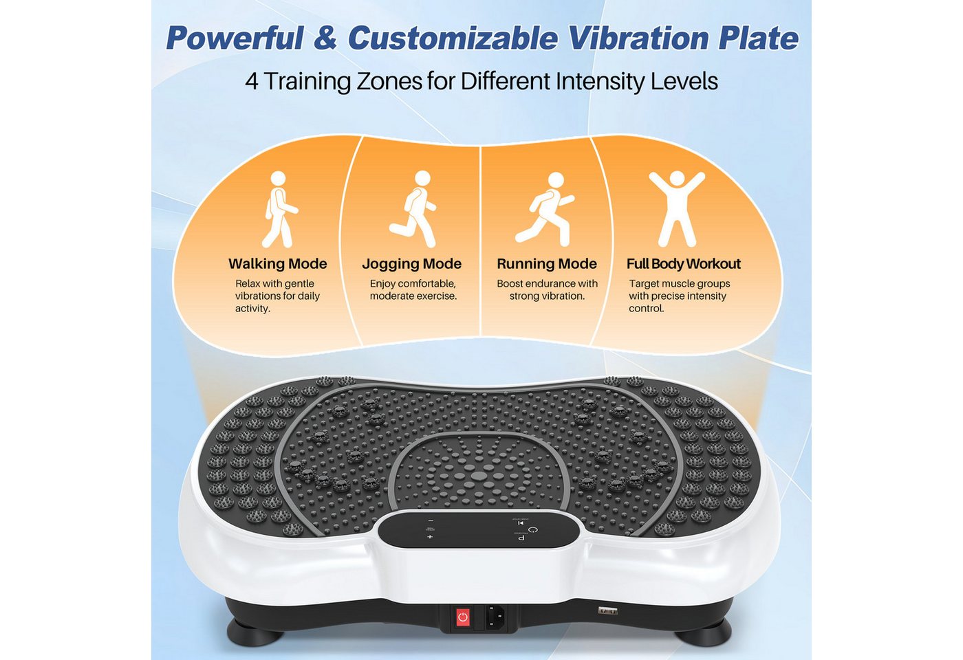 Dskeuzeew Vibrationsplatte Vibrationsplatten mit leiser Motor + Bluetooth, 99 Intensitätsstufen, (Packung, inkl. Trainingsbänder), Ganzkörpertraining, Fett verl – Bild 4 von 5