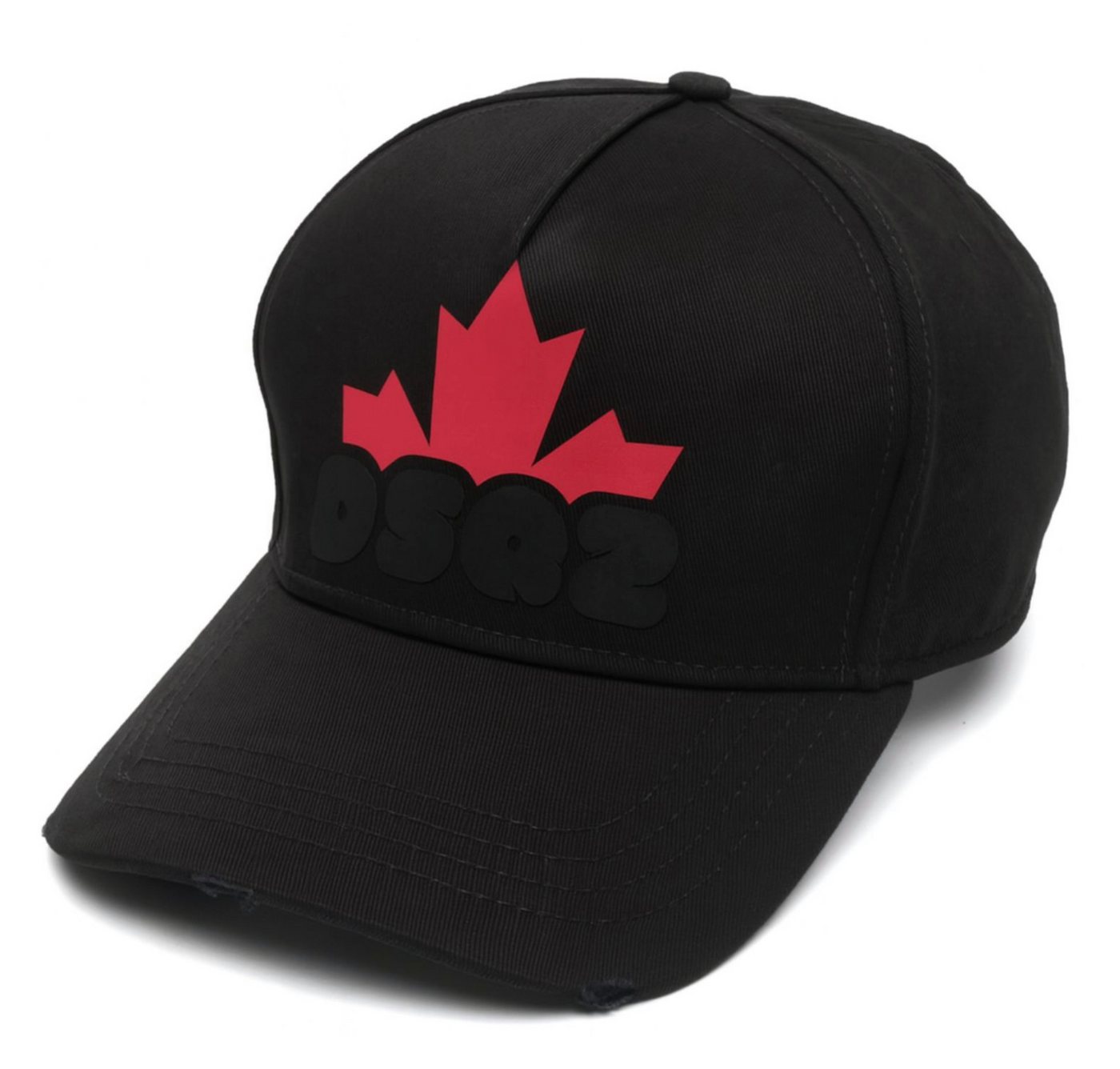 Dsquared2 Baseball Cap Baseball Kappe Black Maple Leaf DSQ2 Logo Verstellbarer Riemen, abgenutztes Vintage-Finish – Bild 3 von 5