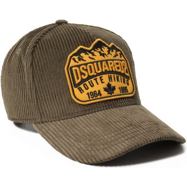 Dsquared2 Baseball Cap Cord Route Hiking Patch Kappe Mütze Basebalkappe Cap strukturierter Baumwoll-Cordqualität