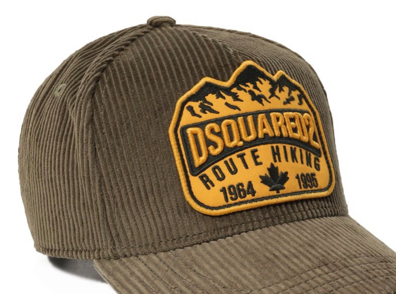 Dsquared2 Baseball Cap Cord Route Hiking Patch Kappe Mütze Basebalkappe Cap strukturierter Baumwoll-Cordqualität – Bild 4 von 5
