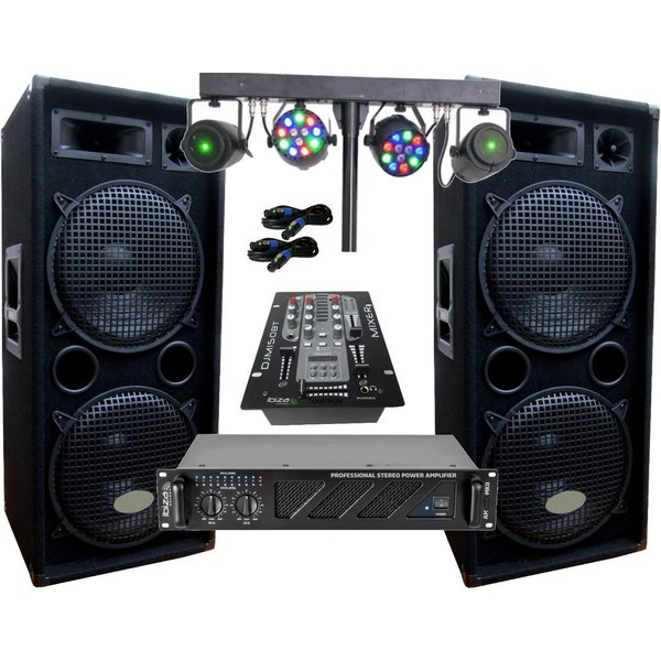 DSX PA Party DJ Disco Set Lautsprecher Mixer Bluetooth Verstärker Lichtset Party-Lautsprecher (1480.00 W)