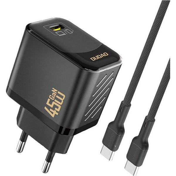 Dudao A28C USB-Ladegerät (3000 mA, Einzelladegerät inkl. USB-C Kabel, 45 W GaN Ladegerät mit USB-C Anschluss)