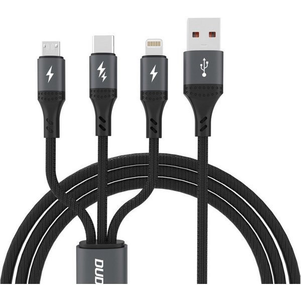 Dudao L3E USB-Kabel, MicroUSB, USB-C, kompatibel mit iPhone (120 cm), 3-in-1 Kabel mit USB-C, MicroUSB & kompatibel mit iPhone 60W