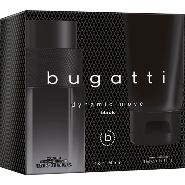 bugatti Duft-Set BUGATTI Dynamic Move Black for him GP EdT 100ml + 200 ml SG, 2-tlg., Herrenduft-Set mit Lavendel, Moschus und orientalischer Note.